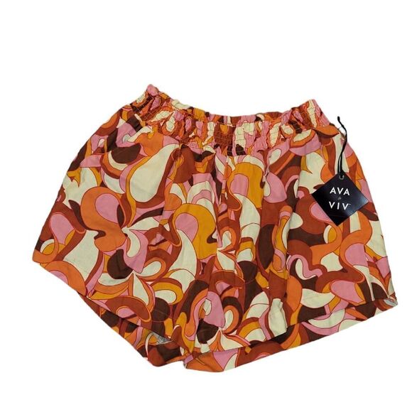 Ava & Viv Women’s High-Waist Pull On Linen blend Retro Shorts XXL NWT - Picture 2 of 5